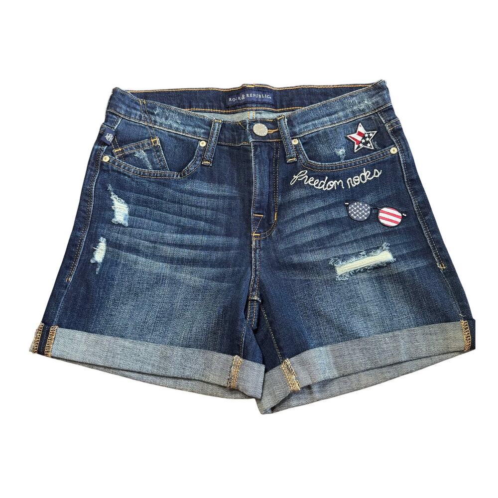 Rock & Republic Freedom Rocks Denim Shorts EUC Size 6